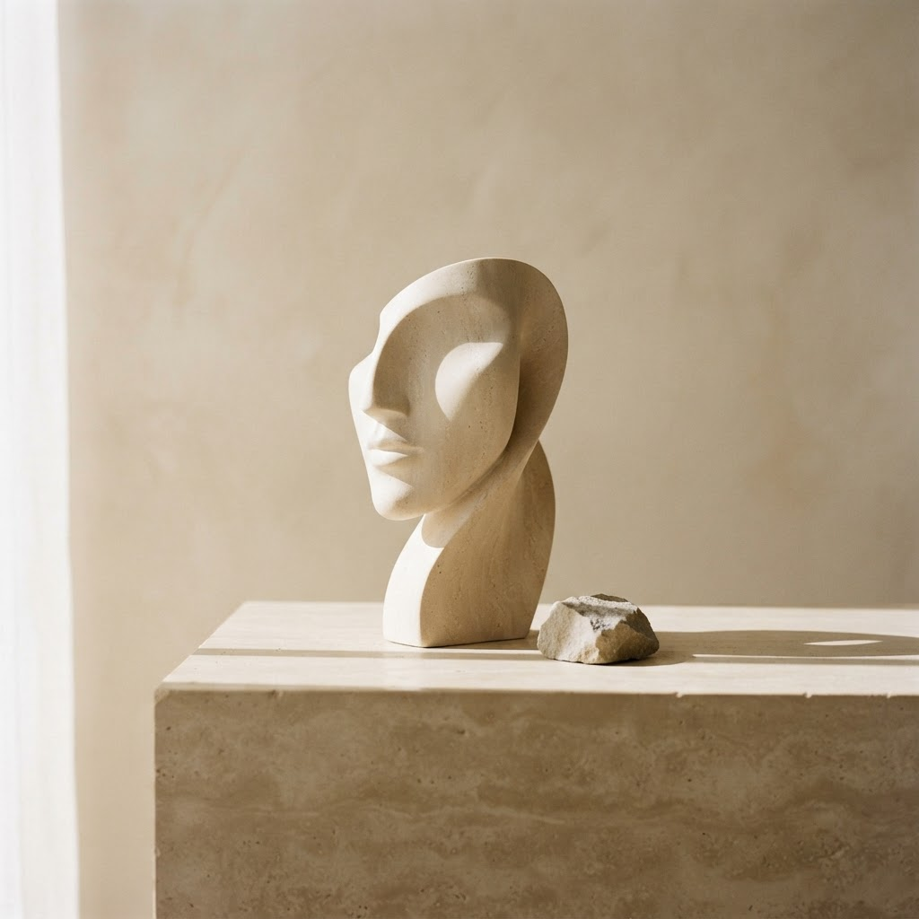 Estudo conceitual de uma escultura em pedra
